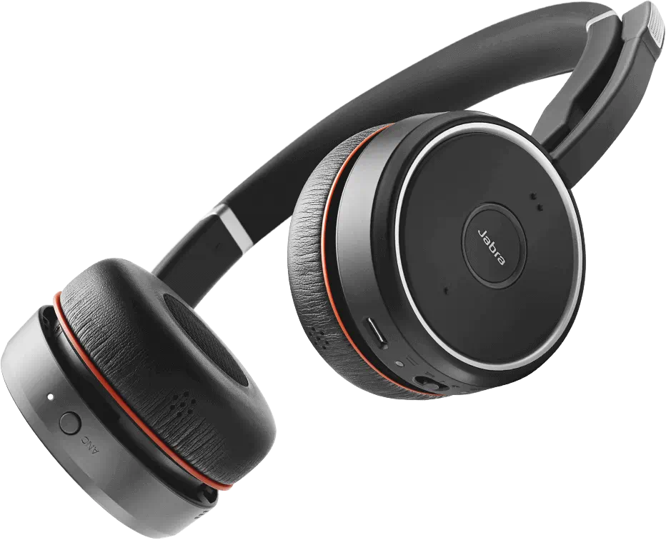 Jabra Evolve 75 UC Stereo Wireless Bluetooth Headset / Music Headphones  Including Link 370 (US Retail Packaging), Black